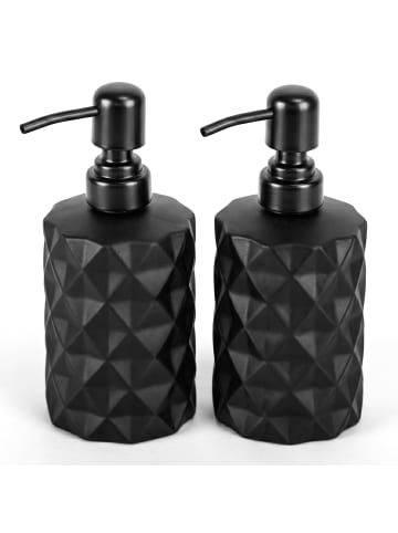 relaxdays 2 x Seifenspender in Schwarz - 350 ml