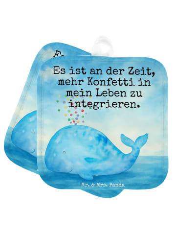Mr. & Mrs. Panda Topflappen Wal Konfetti Design mit Spruch in Weiß