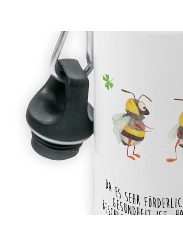 Mr. & Mrs. Panda Trinkflasche Hummeln Kleeblatt mit Spruch in Weiß