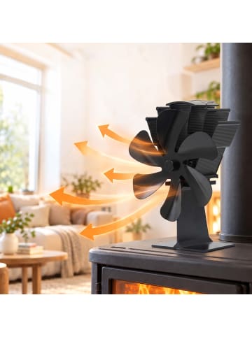 relaxdays Kaminventilator in Schwarz - (B)17 x (H)21,5 x (T)11 cm