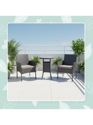 relaxdays 3-tlg. Gartenmöbel-Set "Rattan" in Schwarz