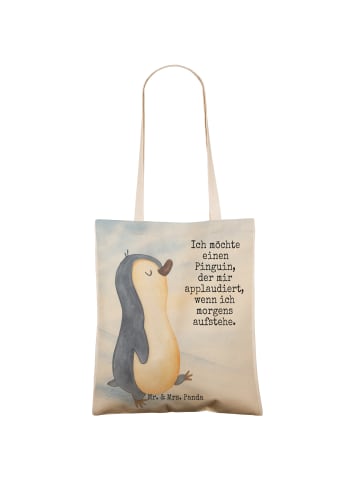 Mr. & Mrs. Panda Einkaufstasche Pinguin mHerzieren Design mit S... in Weiß