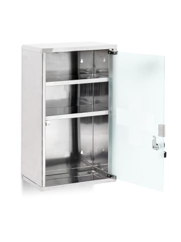 relaxdays Medizinschrank in Silber - (B)30 x (H)50,5 x (T)18 cm
