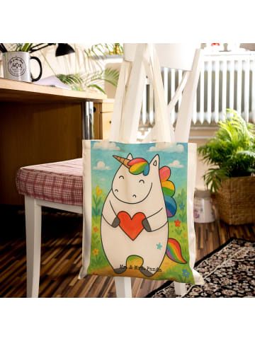 Mr. & Mrs. Panda Tragetasche Einhorn Herz Design ohne Spruch in Weiß