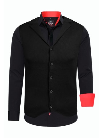 Rusty Neal Hemd mit Weste und Krawatte 3er Set in Schwarz / Rot