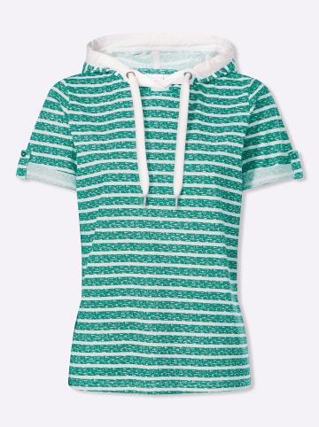 Sieh an! Kapuzenshirt in smaragd-ecru-bedruckt