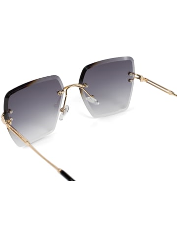 styleBREAKER Rechteckige Sonnenbrille in Gold / Grau Verlauf