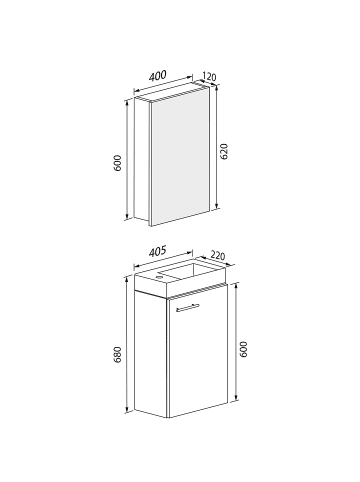 ebuy24 Badmöbelset SlitoBL schwarz schwarz 41 x 22 cm
