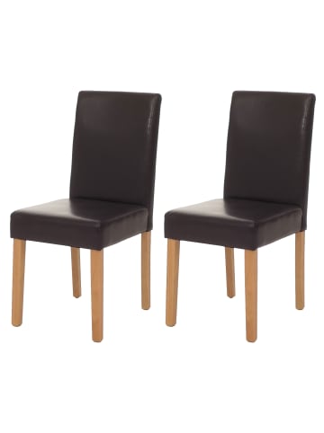 MCW 2er-Set Esszimmerstuhl Littau, Kunstleder, braun, helle Beine