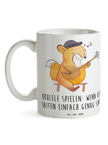 Mr. & Mrs. Panda Pott Ukulele Freude mit Spruch in Weiß