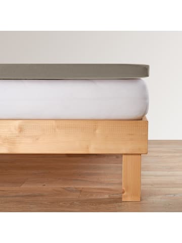 BettwarenShop Spannbettlaken Topper Spannbetttuch in kiesel