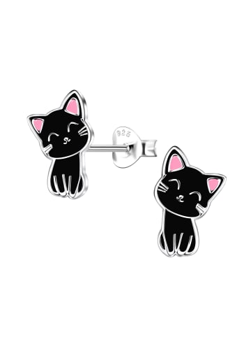 Alexander York Kinderschmuck-Set KATZE schwarz in 925 Sterling Silber, 4-tlg.