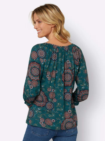 WITT WEIDEN Rundhalsshirt in petrol-rostrot-bedruckt