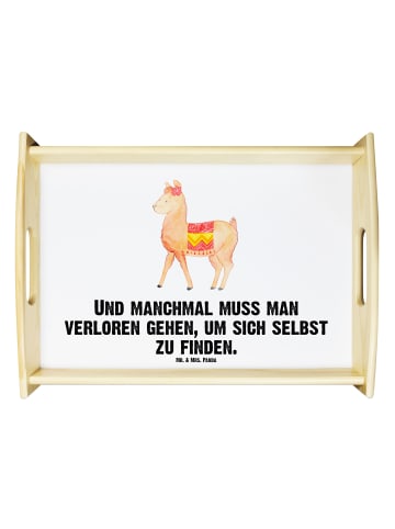 Mr. & Mrs. Panda Tablett Holz Alpaka Stolz mit Spruch in Weiß