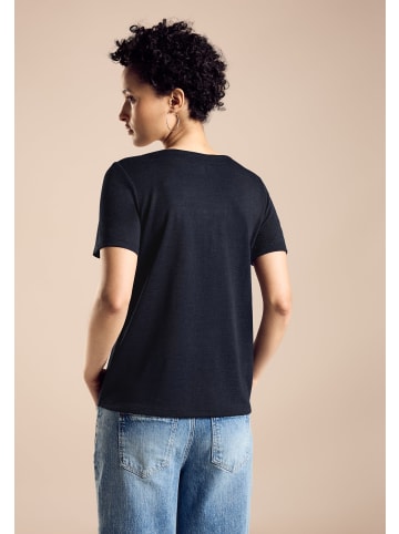 Street One 'T-Shirt in Leinenoptik' Marineblau