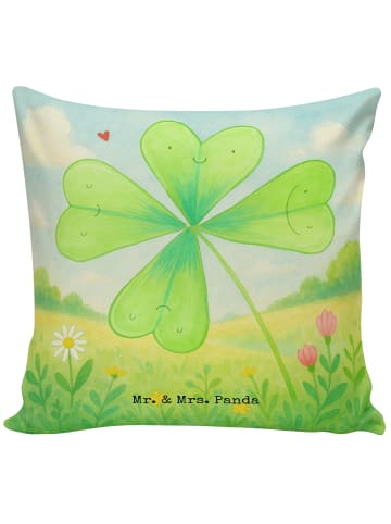 Mr. & Mrs. Panda Kopfkissen Blume Kleeblatt Design ohne Spruch in Weiß