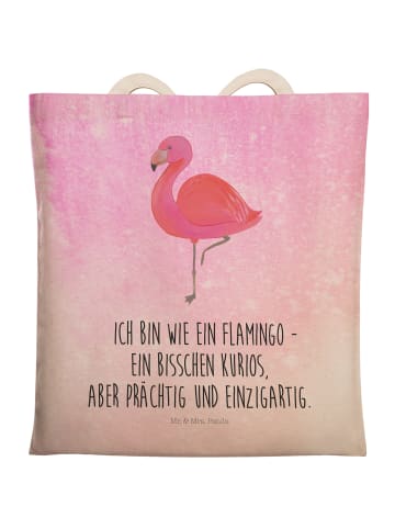 Mr. & Mrs. Panda Shopper Flamingo Classic mit Spruch in Aquarell Pink