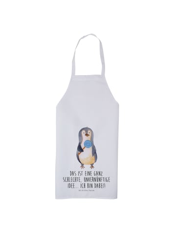 Mr. & Mrs. Panda Latzschürze Pinguin Lolli mit Spruch in Weiß