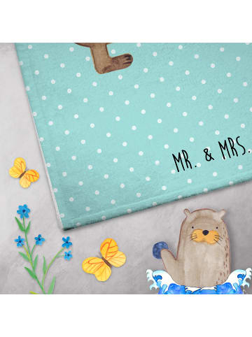 Mr. & Mrs. Panda Gästetuch Bären mit Hut ohne Spruch in Türkis Pastell