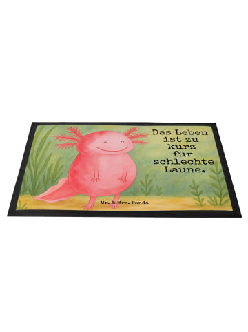 Mr. & Mrs. Panda Fußabtreter Axolotl Glücklich Design mit Spruch in Weiß