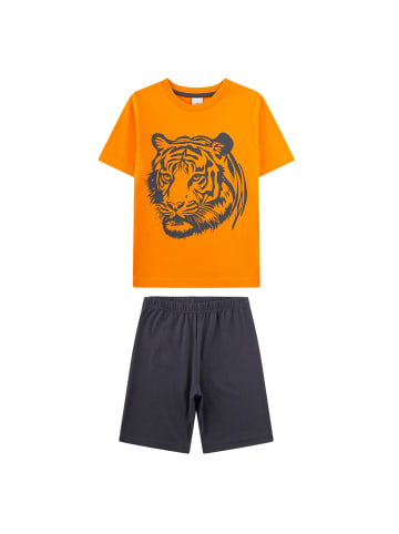Sanetta Pyjama in Orange/Schwarz