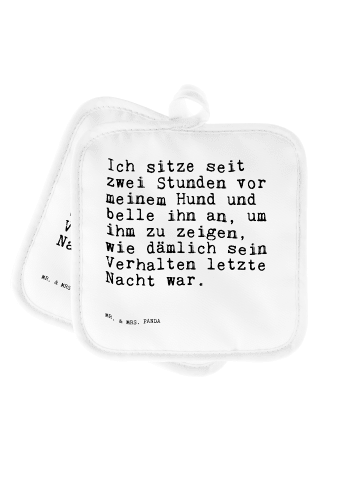 Mr. & Mrs. Panda Ofenhandschuhe Ich sitze seit zwei... mit Spruch in Weiß