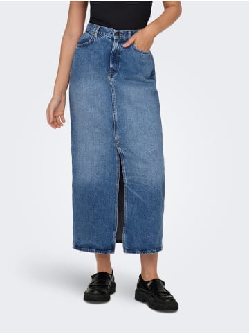 ONLY Maxi Jeans Rock mit Schlitz Stone Denim Wash in Blau