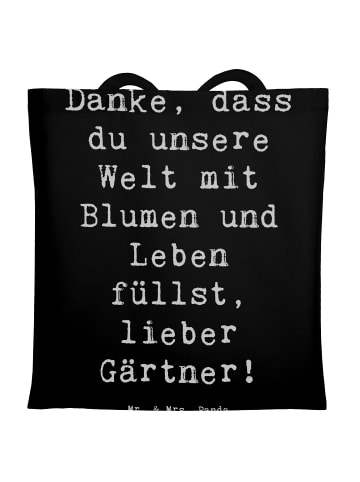 Mr. & Mrs. Panda Tragetasche Gärtner Dankeschön mit Spruch in Schwarz