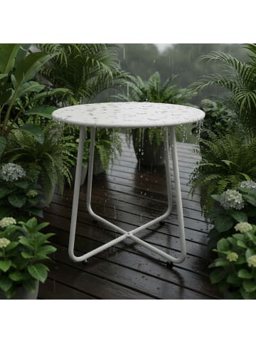 relaxdays Beistelltisch in Weiß - (H)46 x Ø 44 cm