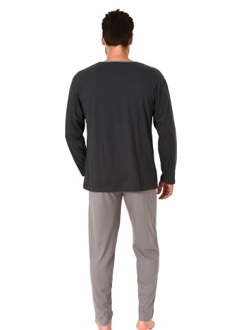 NORMANN Pyjama langarm Schlafanzug - 70372 in dunkelgrau