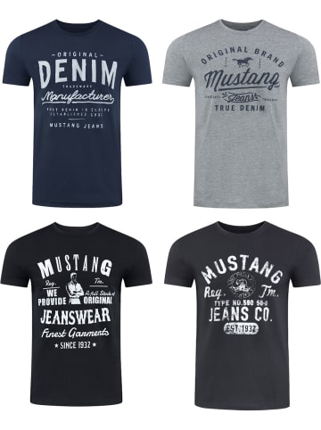 Mustang T-Shirt Basic Print 4er Pack in Mehrfarbig