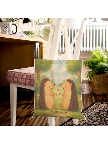 Mr. & Mrs. Panda Einkaufstasche Igel Liebe Design ohne Spruch in Weiß