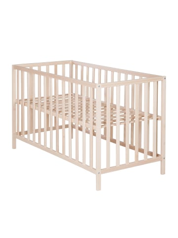 roba Babybett Cosi 60 x 120 cm – Massivholz natur, höhenverstellbares Gitterbett