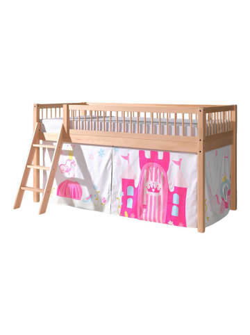 58 aufm Kessel HALBHOHES BETT Kelci 90x200 Textilset Princess Buche Massivholz natur
