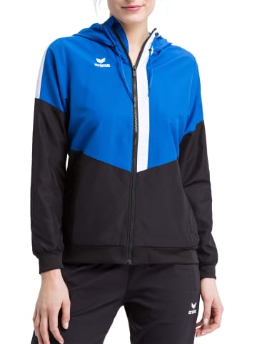 erima Damen Squad Tracktop Jacke mit Kapuze in new royal/schwarz/weiss