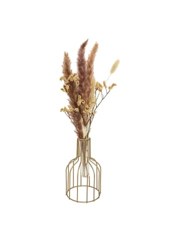 Atmosphera Créateur d'intérieur Vase auf Gestell mit getrockneten Pflanzen in Gold, (B) 10 x (H) 40 x (L) 10 cm