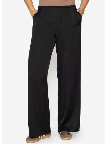 SASSYCLASSY Satin Hose mit Ziernaht in Schwarz