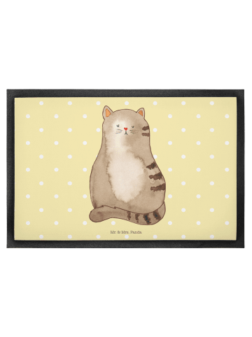 Mr. & Mrs. Panda Fußabtreter Katze Sitzen ohne Spruch in Gelb Pastell