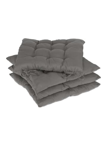 relaxdays 4x Stuhlkissen in Grau - 38 x 38 cm