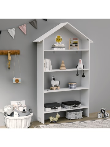 VCM  Holz Kinderregal Bücherregal Haus Regal Italu in Weiß