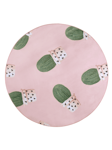 Beliani Kinderteppich ELDIVAN in Rosa/Grün - (W) 120 x (H) 1 x (L) 120 cm