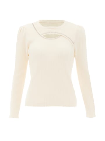 NAEMI Damen Strickpullover in Wollweiss