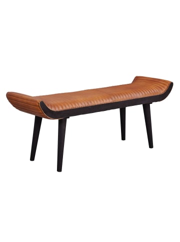 KADIMA DESIGN Sitzbank Echtleder / Massivholz Bank 125x51x38 cm Modern,