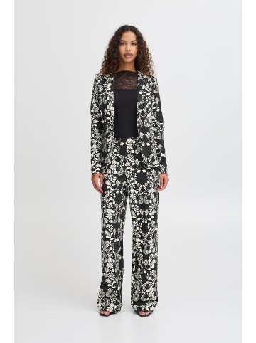 ICHI IHKATE PRINT WIDE PA5 loose fit in Black Flower aop