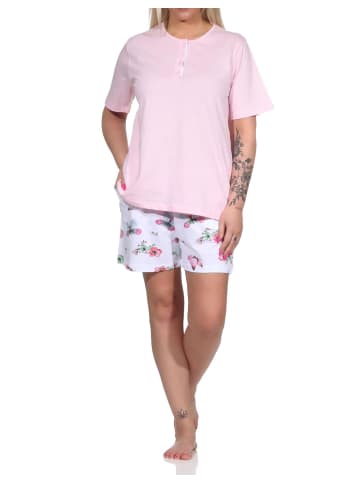 NORMANN Schlafanzug kurzarm Shorty floraler Print 125 205 212 in rosa