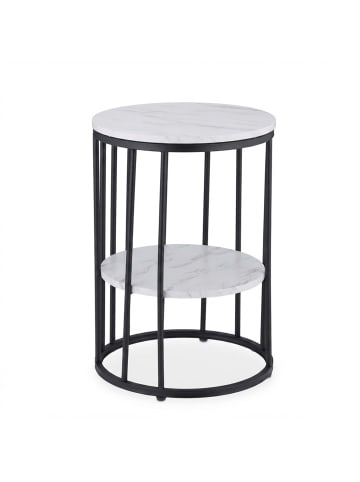 Beistelltisch in Weiß/ Schwarz - (H)57 x ø 40 cm