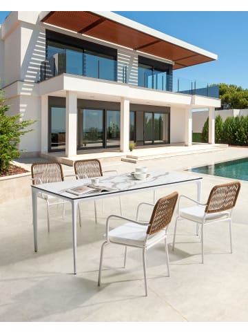 Beliani 4er-Set Esszimmerstuhl TACENO in Weiß/Braun