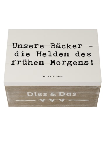 Mr. & Mrs. Panda Aufbewahrungsbox Spruch Bäcker Helden mit Spruch in Weiß