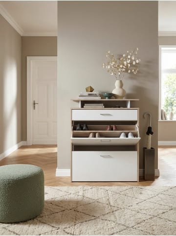 KADIMA DESIGN Schuhkipper Holz 80x95x24 cm Modern Eiche, Design Schuhregal