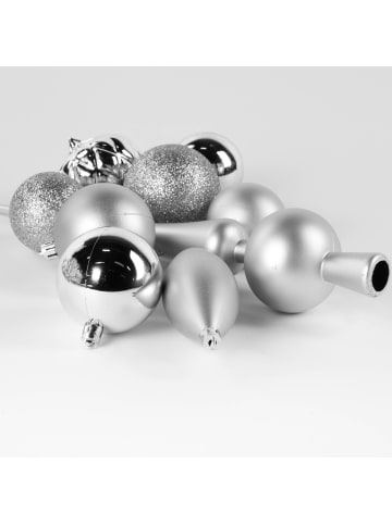Home&Styling Collection Weihnachtskugel-Set mit Baumspitze in Silbern, 6 x 30,2 x 32,2 cm